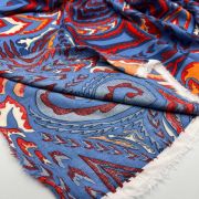 Indigo abstract cotton viscose fabric – lightweight drapey material by yard (150 cm / 59″)