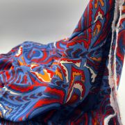 Indigo abstract cotton viscose fabric – lightweight drapey material by yard (150 cm / 59″)