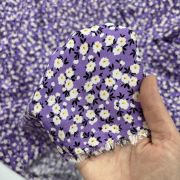 Lilac flower fabric 150 cm wide – soft viscose cotton – lightweight baby & summer dress fabric by the meter
