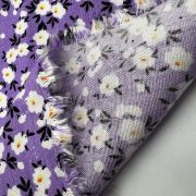 Lilac flower fabric 150 cm wide – soft viscose cotton – lightweight baby & summer dress fabric by the meter
