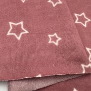 Dusty rose star pattern micro suede fabric – upholstery & craft fabric by the yard, soft velvety celestial print, 180 cm wide