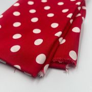 Polka dot viscose fabric by the yard, red printed soft drapey dress fabric | 150 cm