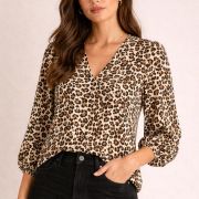 Leopard print viscose fabric – soft drapey animal pattern dress material | 147 cm width