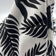 Black white leaf cotton viscose fabric – drapey lightweight material by yard (150 cm / 59″)