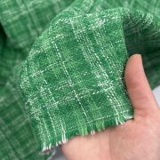 Green tweed fabric 150 cm – interfaced boucle jacket & blazer fabric by the meter, woven couture textured fabric for stylish tailored