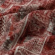 Cotton viscose fabric by the yard, boho ethnic print, red aztec tribal geometric dress fabric, 150cm wide soft apparel fabric for sewing