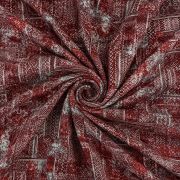 Cotton viscose fabric by the yard, boho ethnic print, red aztec tribal geometric dress fabric, 150cm wide soft apparel fabric for sewing