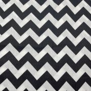 Black chevron poplin cotton blend fabric – zigzag material by yard (240 cm / 94″)