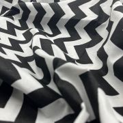 Black chevron poplin cotton blend fabric – zigzag material by yard (240 cm / 94″)