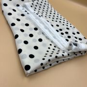 Black polka dot satin fabric – smooth drapey white material for dresses | 150 cm width