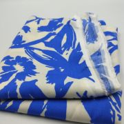 Blue white abstract viscose cotton fabric – drapey soft material by yard (150 cm / 59″)