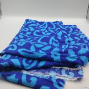 Blue ikat cotton viscose fabric – lightweight drapey material by yard (150 cm / 59″)
