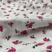 Pink violet floral cotton poplin fabric – soft lightweight material (220 cm / 86″)