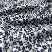 Navy floral cotton viscose fabric – lightweight summer dress fabric