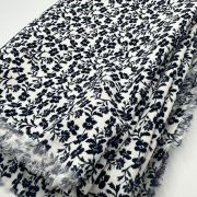 Navy floral cotton viscose fabric – lightweight summer dress fabric