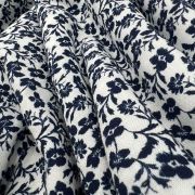 Navy floral cotton viscose fabric – lightweight summer dress fabric