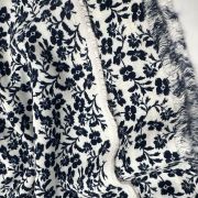 Navy floral cotton viscose fabric – lightweight summer dress fabric
