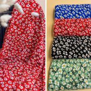 Floral cotton viscose fabric soft lightweight material for dresses, skirts, blouses  150 cm width