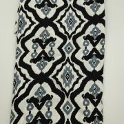 Black gray ikat cotton viscose fabric – soft lightweight ethnic sewing fabric (150 cm wide)