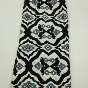 Black gray ikat cotton viscose fabric – soft lightweight ethnic sewing fabric (150 cm wide)