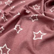 Dusty rose star pattern micro suede fabric – upholstery & craft fabric by the yard, soft velvety celestial print, 180 cm wide