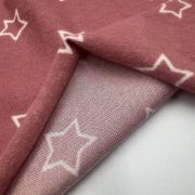 Dusty rose star pattern micro suede fabric – upholstery & craft fabric by the yard, soft velvety celestial print, 180 cm wide