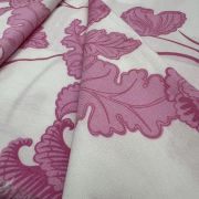 Pink baroque leaves viscose cotton fabric by the yard, vintage dusty rose leaf print dressmaking cloth, soft breathable textile 150cm
