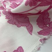Pink baroque leaves viscose cotton fabric by the yard, vintage dusty rose leaf print dressmaking cloth, soft breathable textile 150cm