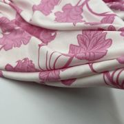 Pink baroque leaves viscose cotton fabric by the yard, vintage dusty rose leaf print dressmaking cloth, soft breathable textile 150cm