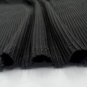 Black ribbed knit fabric – 4 way stretch lycra for dresses, tops & pants | wide 59 in / 150 cm black knit fabric for activewear