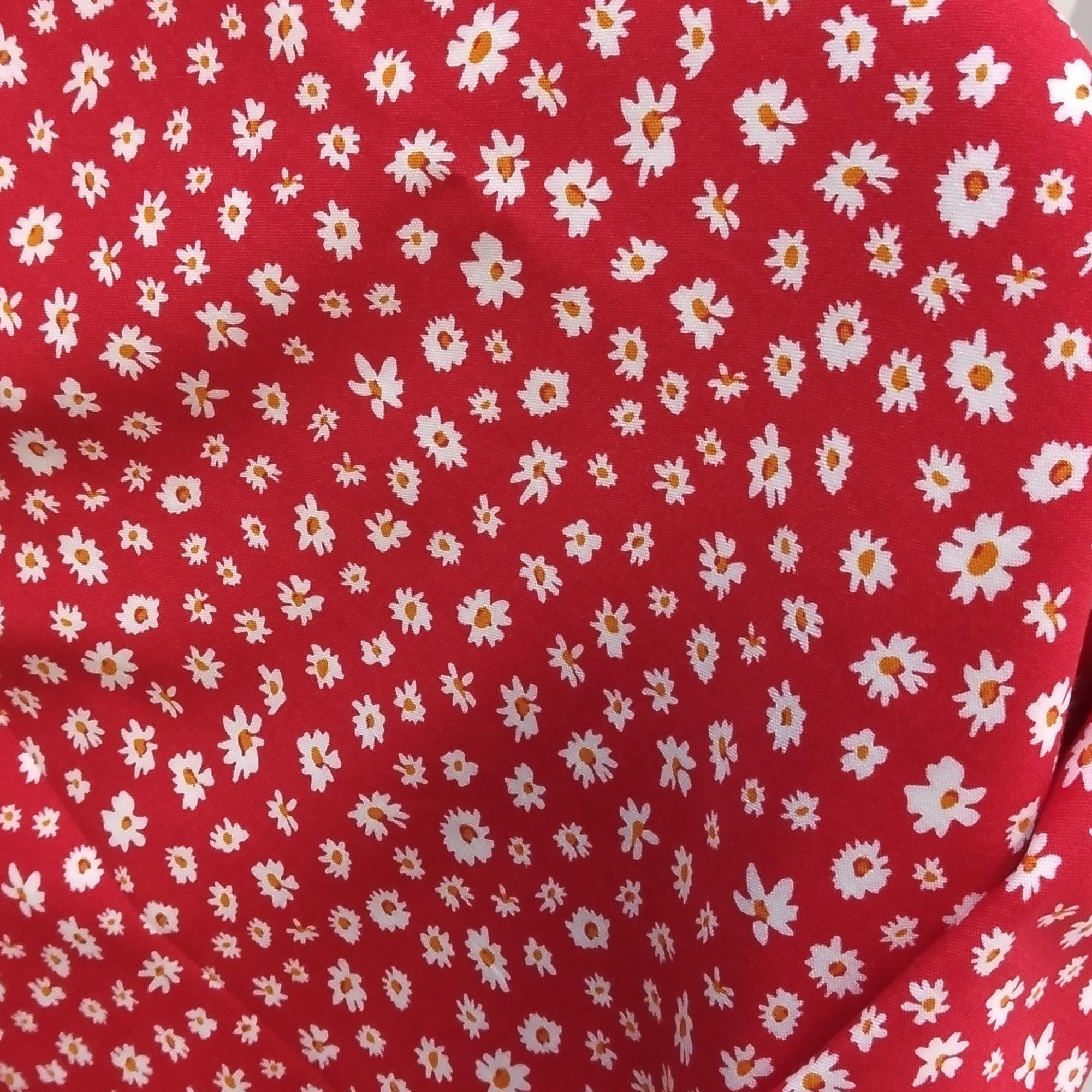 Red Floral Viscose Fabric – Soft Drapey Material by Yard (150 cm / 59") – view 8