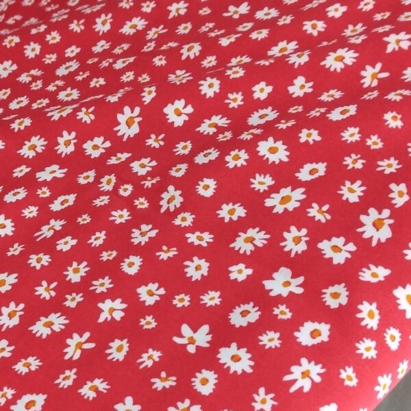 Red Floral Viscose Fabric – Soft Drapey Material by Yard (150 cm / 59")