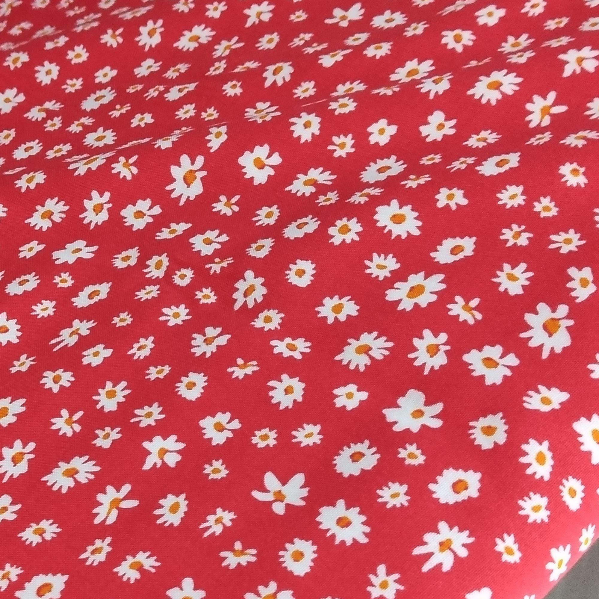 Red Floral Viscose Fabric – Soft Drapey Material by Yard (150 cm / 59")