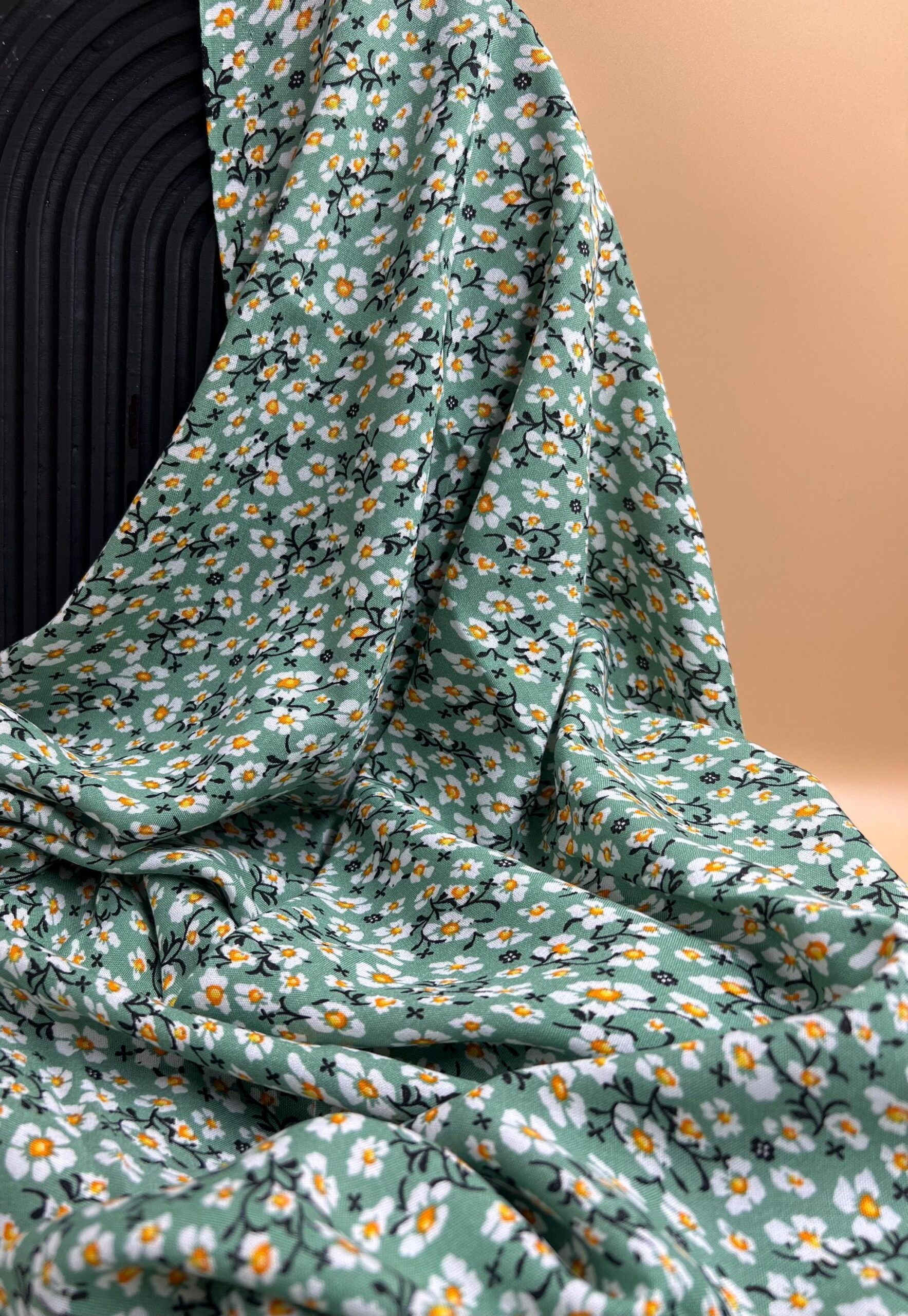 Floral cotton viscose fabric by the yard, lightweight printed viscose for dresses skirts blouses, breathable sewing fabric 150 cm wide – view 7