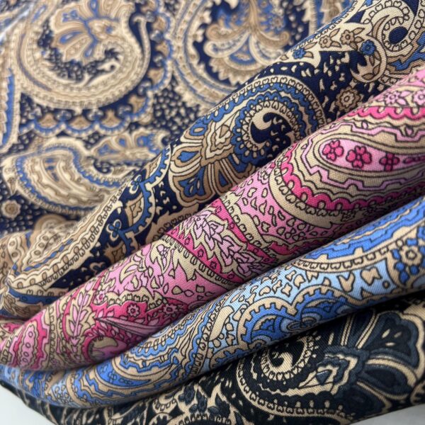 Paisley viscose fabric, soft drapey printed rayon for dresses, blouses, skirts & accessories, lightweight breathable fabric, 150 cm wide