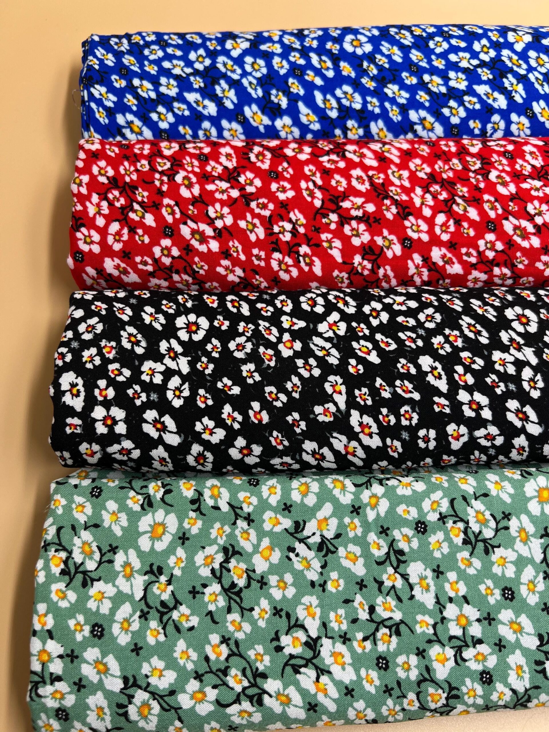 Floral cotton viscose fabric by the yard, lightweight printed viscose for dresses skirts blouses, breathable sewing fabric 150 cm wide – view 2