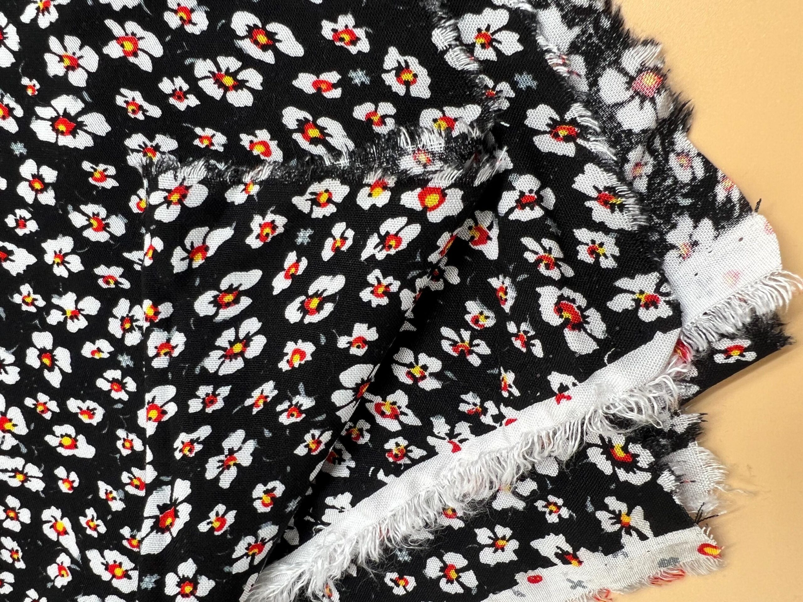 Floral cotton viscose fabric by the yard, lightweight printed viscose for dresses skirts blouses, breathable sewing fabric 150 cm wide – view 14
