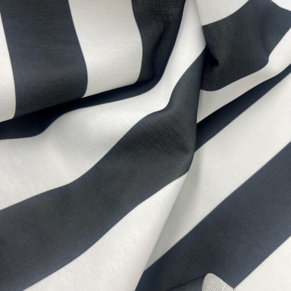 Black White Striped Upholstery Fabric by the Yard, Wide Stripe Canvas, Outdoor 200 GSM, (150 cm / 59") Wide