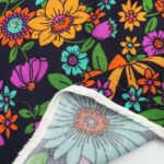 Colorful Retro Floral Viscose Fabric by the Yard, Boho Flower Print Dress Fabric, (150 cm / 59") Wide