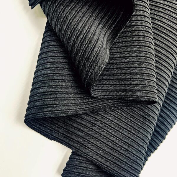 Black Rib Knit Fabric by the Yard, 4 Way Stretch Lycra for Dresses Tops Pants, (150 cm / 59") Wide, Sold by the Meter