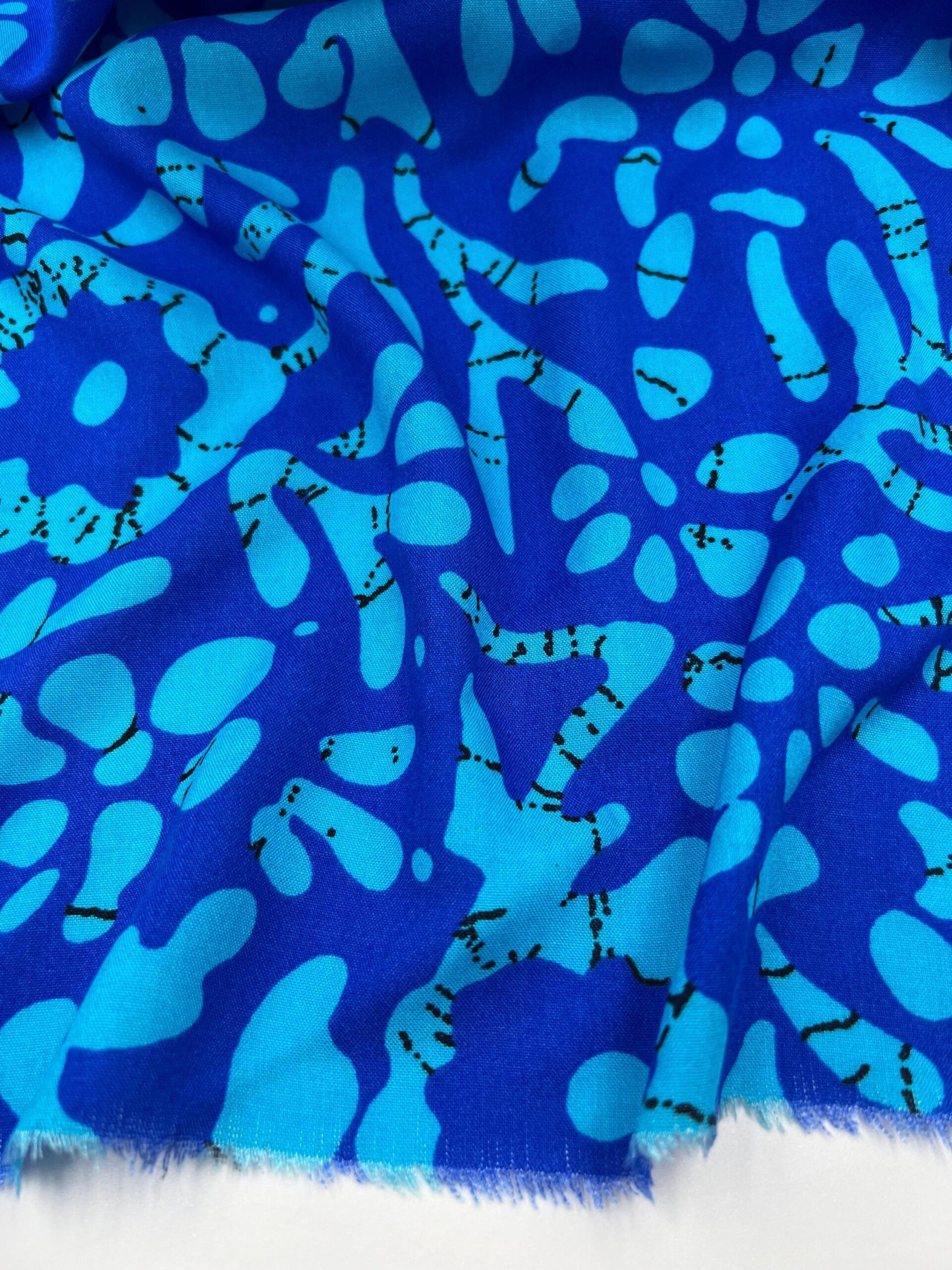 Blue Printed Viscose Fabric by the Yard, Soft Drapey Breathable Dress Fabric, (150 cm / 59") Wide, Premium Bursa Quality – view 2