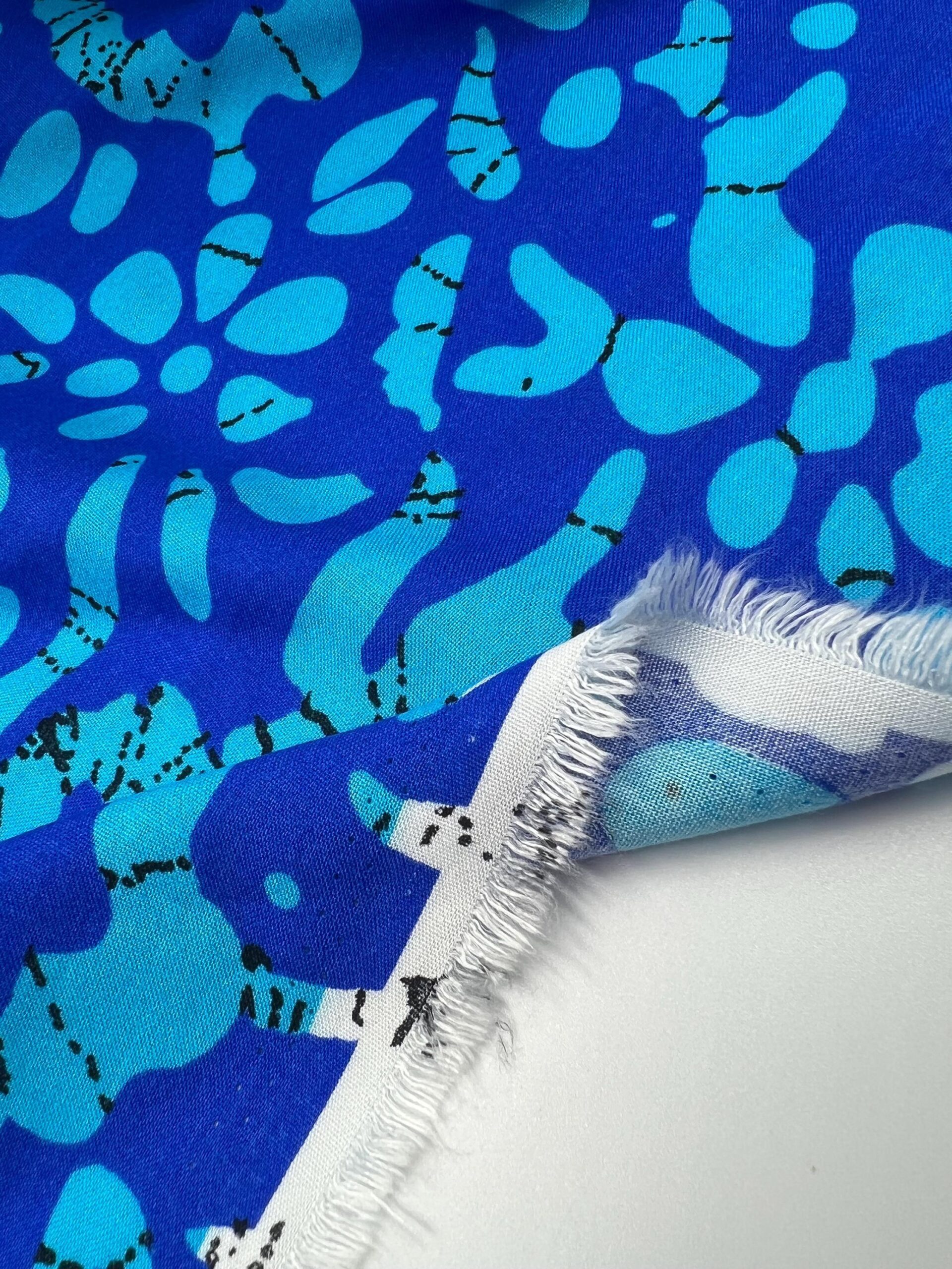 Blue Printed Viscose Fabric by the Yard, Soft Drapey Breathable Dress Fabric, (150 cm / 59") Wide, Premium Bursa Quality – view 6