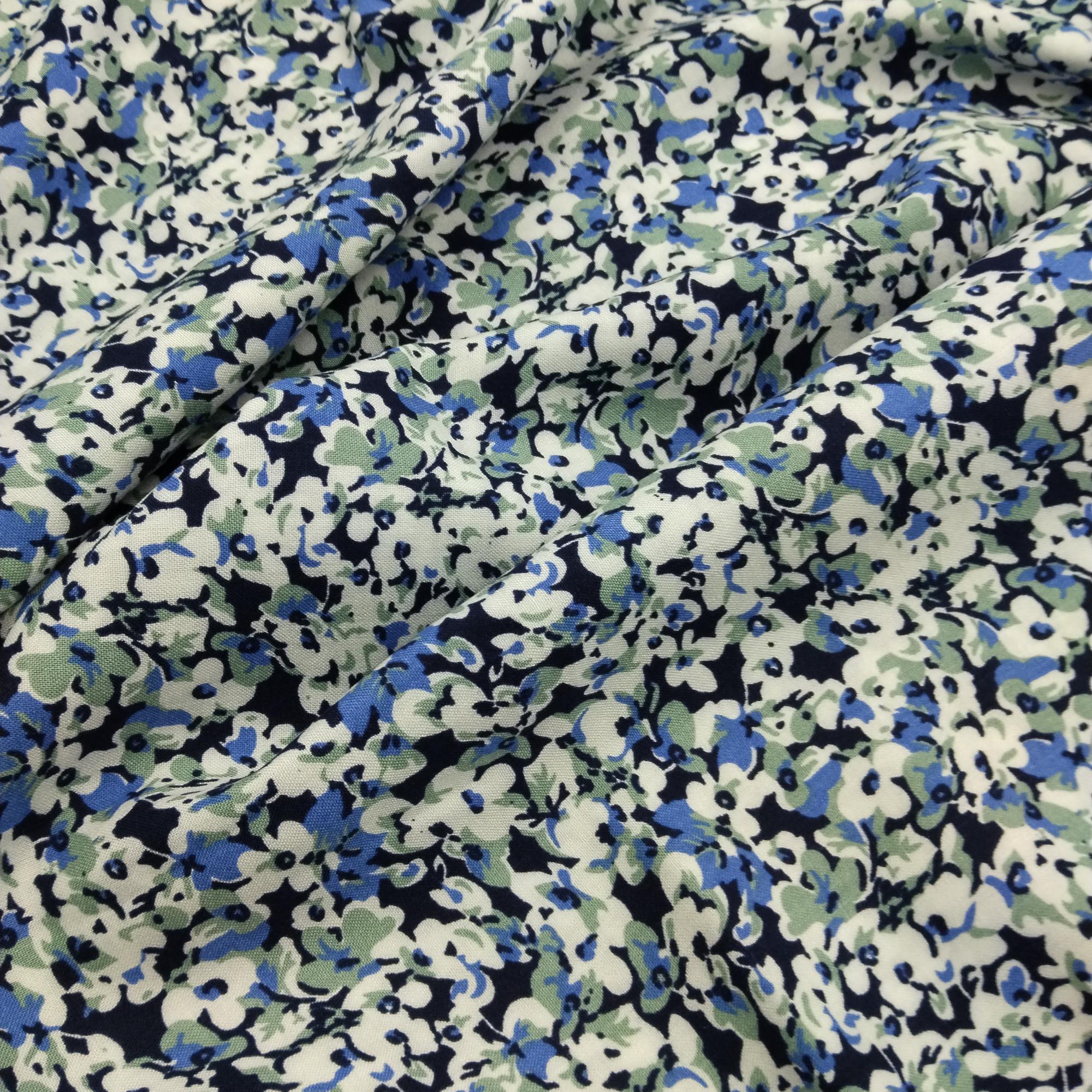 Floral Viscose Cotton Fabric by the Yard, Lightweight Breathable Summer Dress Fabric, (150 cm / 59") Wide