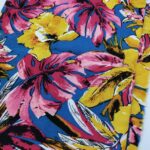 Tropical Floral Viscose Cotton Fabric by the Yard, Lightweight Beach Dress Fabric, (150 cm / 59") Wide