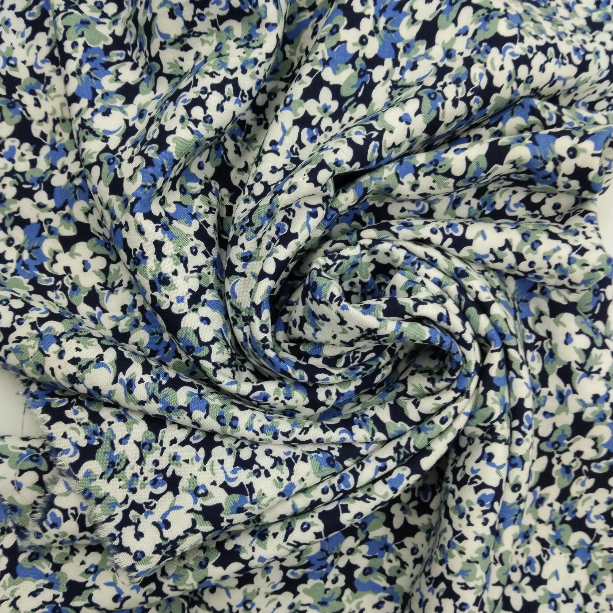 Floral Viscose Cotton Fabric by the Yard, Lightweight Breathable Summer Dress Fabric, (150 cm / 59") Wide – view 7