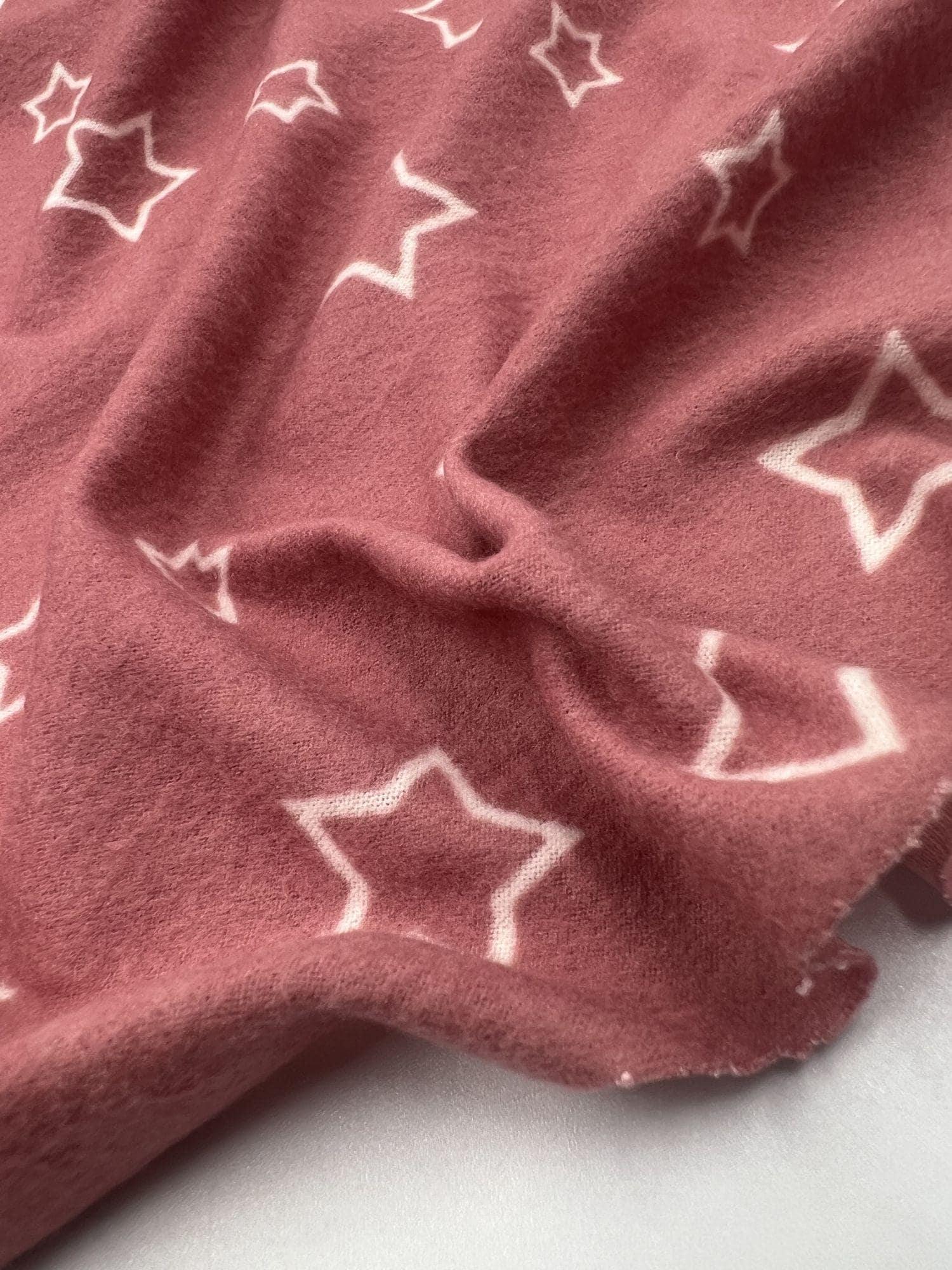Dusty Rose Micro Suede Fabric by the Yard, White Star Pattern Upholstery Fabric, (180 cm / 71") Wide – view 7