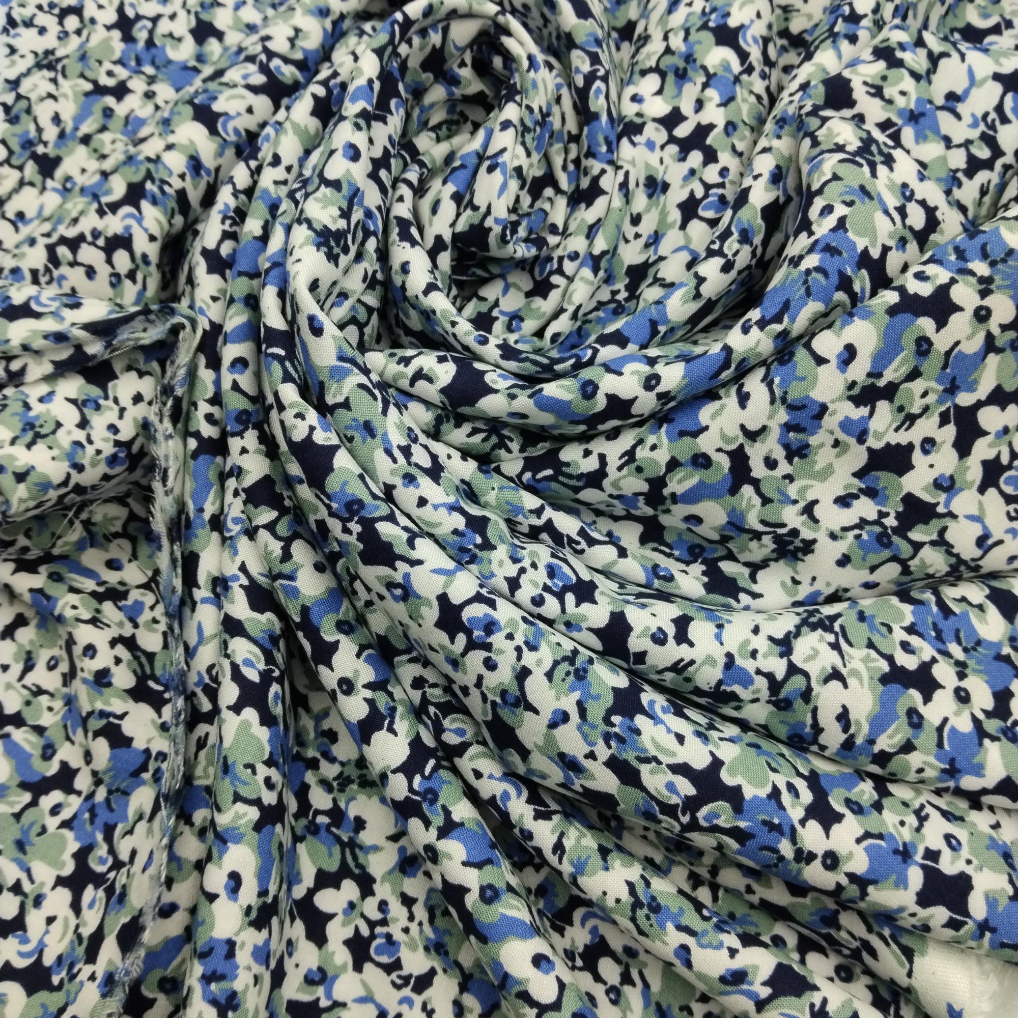 Floral Viscose Cotton Fabric by the Yard, Lightweight Breathable Summer Dress Fabric, (150 cm / 59") Wide – view 8