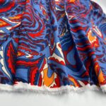 Indigo Abstract Viscose Cotton Fabric by the Yard, Lightweight Drapey Dress Fabric, (150 cm / 59") Wide