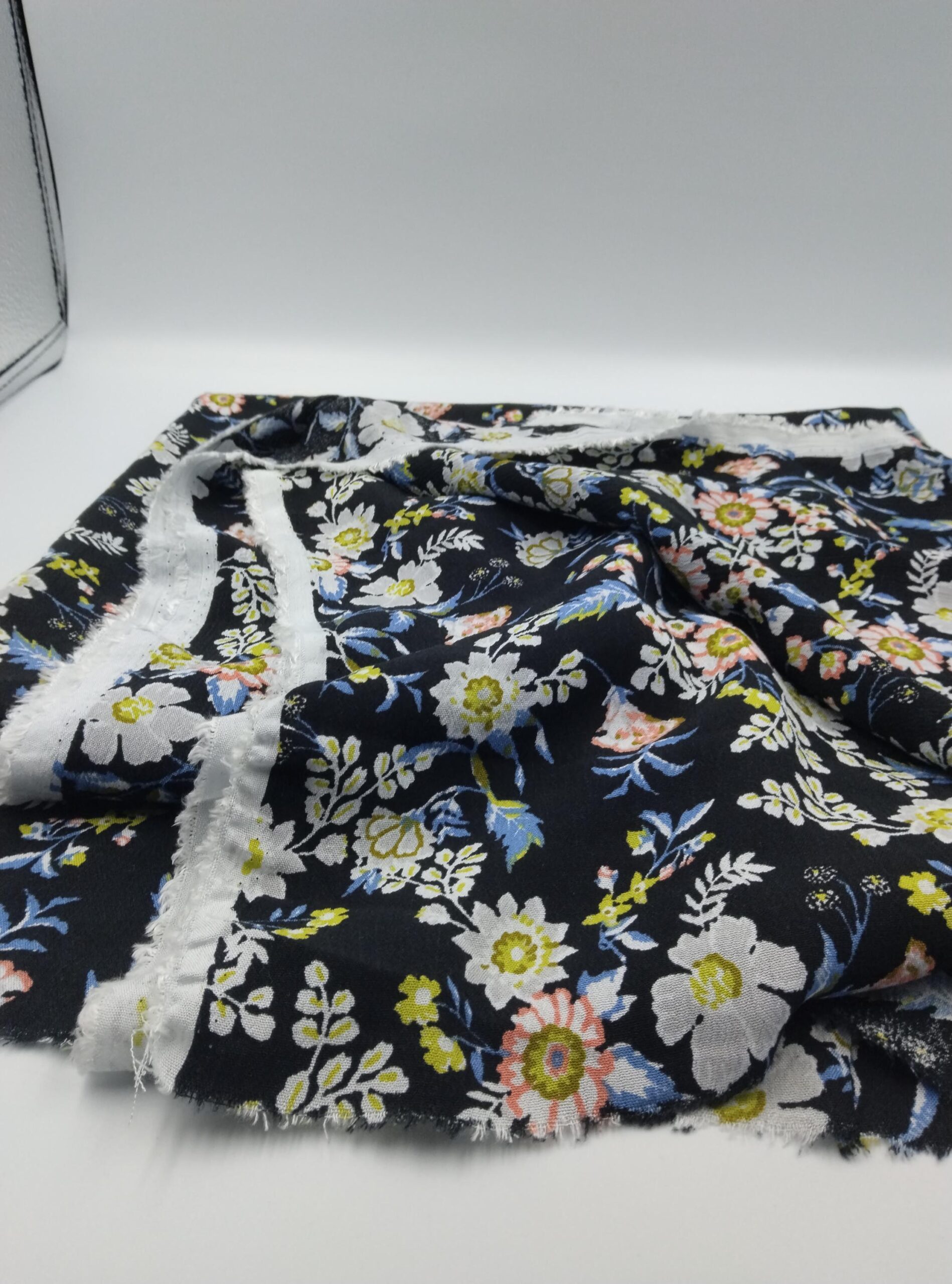 Floral Crinkle Viscose Cotton Fabric by the Yard, Lightweight Drapey Dress Fabric, (140 cm / 55") Wide – view 10