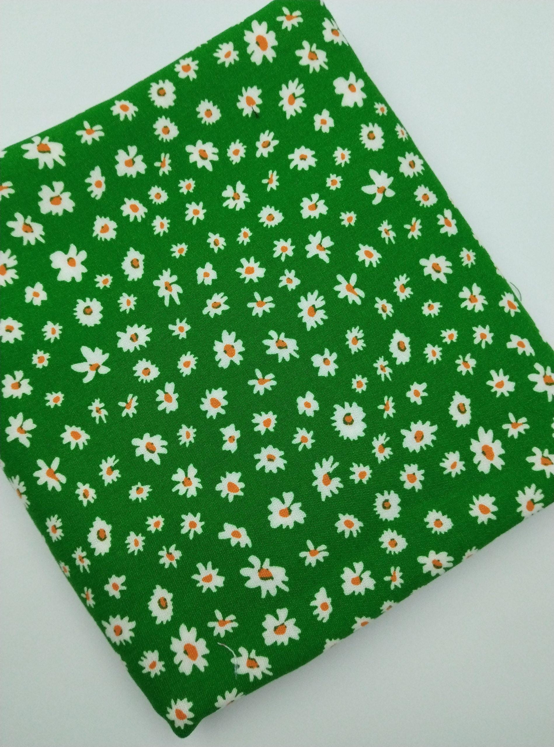 Green Daisy Floral Viscose Cotton Fabric by the Yard, Soft Summer Dress Fabric, (150 cm / 59") Wide, Sold by the Meter – view 7